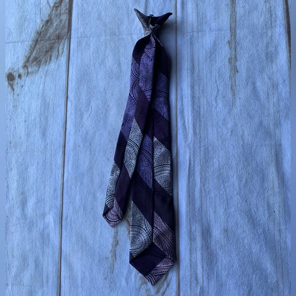 Purple Multicolored Clip On Tie